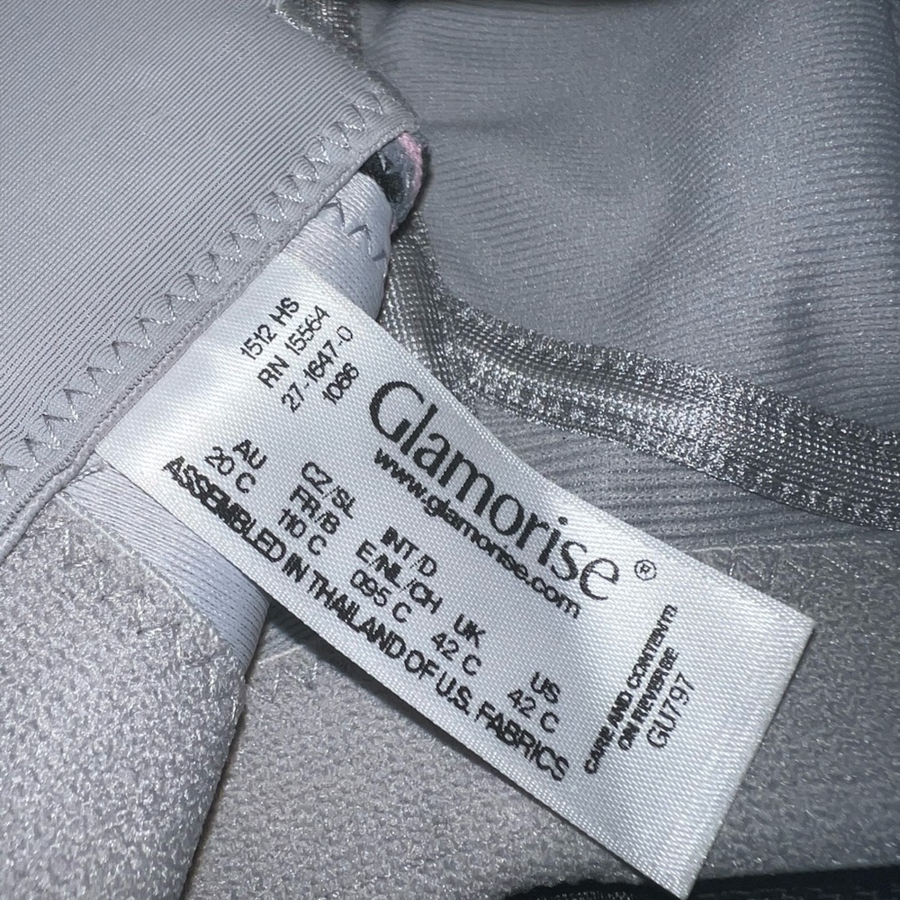 NWOT Glamorise Gray Full Figure Camisole Sports Bra Size 42C - Picture 4 of 4